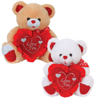 12inch Valentines Day Teddy Bear With Flower And Heart Stuffed Push Toys For Celebration