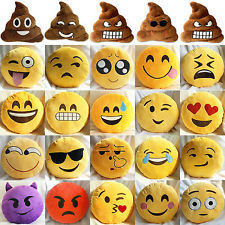 Yellow Emoji Emoticon Round Stuffed Baby Sleeping Pillow For Home Use