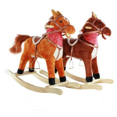 Cute Children Rocking Horse Toys Sound Moving Mouth Tail Led Light Big