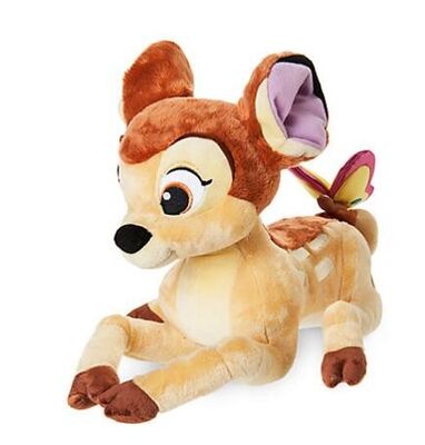 Bambi with Butterfly Medium Disney Store Soft Toys 25cm Size Brown Color