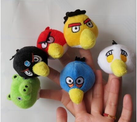 The Small Bird Plush Finger Puppets For Babies , Yellow / Red / Blue