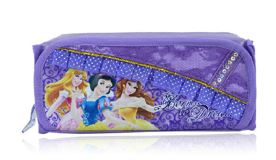Purple / Pink Disney Princess Plush Pencil Bag with Zipper For Promotion Gifts