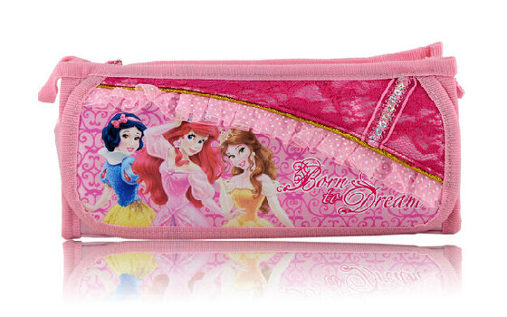 Purple / Pink Disney Princess Plush Pencil Bag with Zipper For Promotion Gifts
