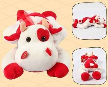 Promotion Gifts Lovely Red Cow Shape Custom Small Stuffed Animals For Children